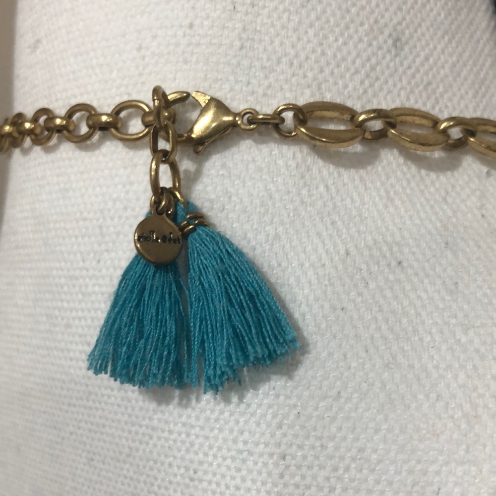 Stella & Dot Gold and Blue Bohemian Necklace - Picture 6 of 6